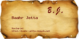 Baahr Jetta névjegykártya